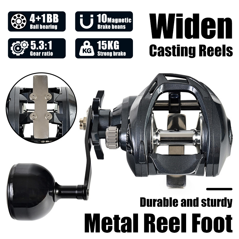 Trolling Reel - Breites Gehäuse, große Kapazität, Weitwurf-Angelrolle, Metallkugellager,